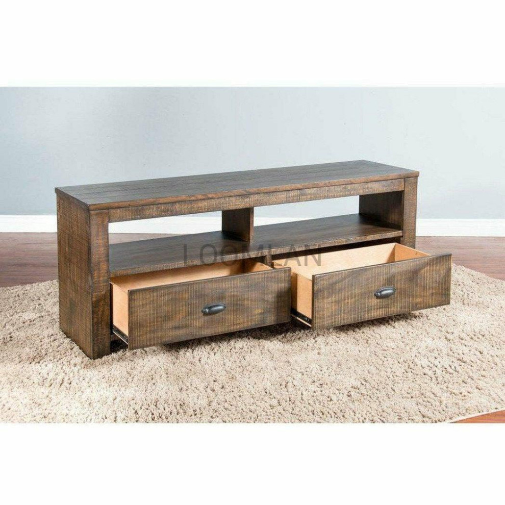 64 quotWood TV Stand Media Console With Drawers Storage Cabinet   Rustic   Entertainment Centers And Tv Stands   by Sideboards and Things  Houzz