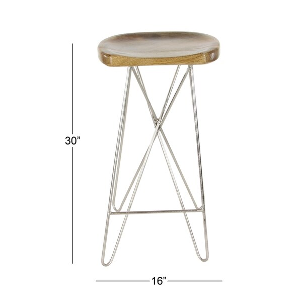 Brown Wood Contemporary Bar Stool - 16 x 16 x 30