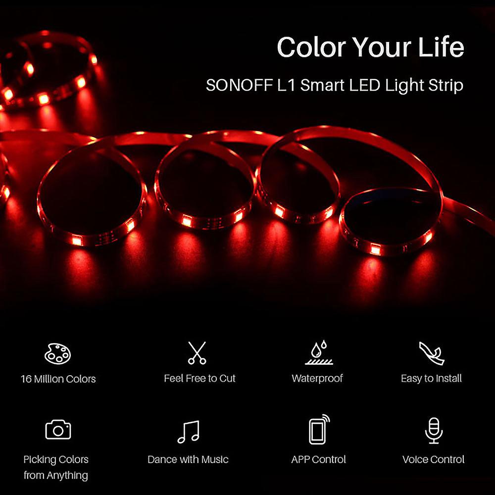 Sonoff L1 Dimmable Lamp Strips Ip65 Waterproof Intelligent Wifi Rgb Led Light Strip Kit No.252701