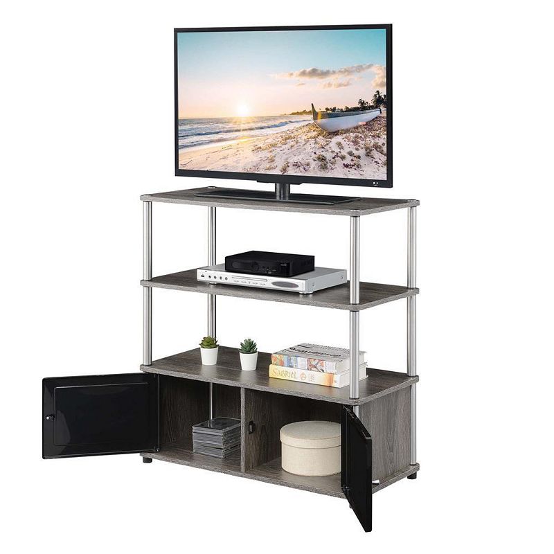 Convenience Concepts Designs2Go Highboy TV Stand with Storage Cabinets and Shelves