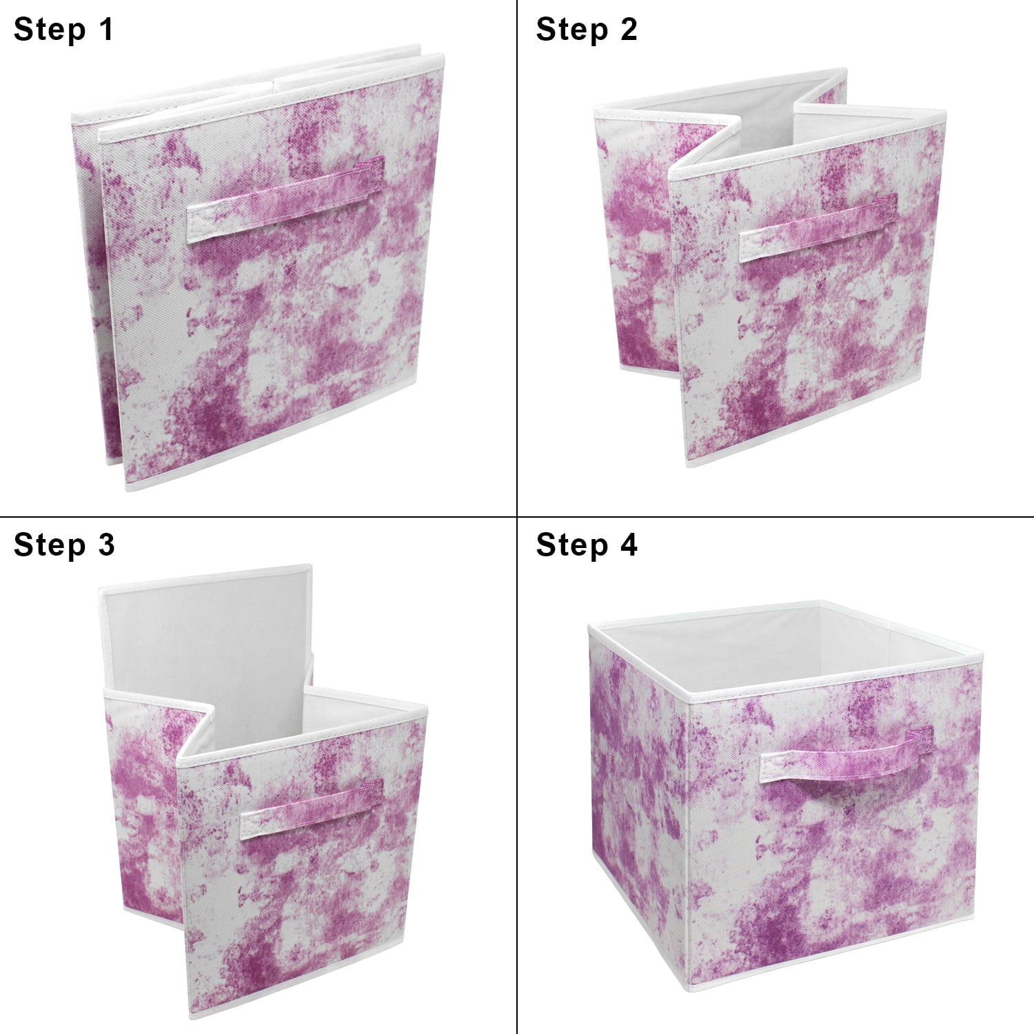 Sorbus Cube Storage Bins Cube Foldable Fabric Basket Bin Box Shelves Cubby Cloth Organizer - Great for Kids Nursery Closet Shelf, Playroom, Home Organization, 4-Pack (Tie-Dye Pink)