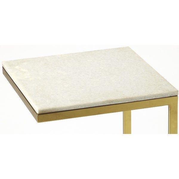 Lawler Modern Loft Iron and Marble Square End Table - Gold