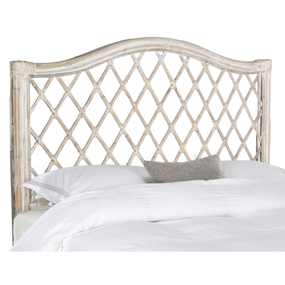 SAFAVIEH Gabrielle Antique Grey Rattan Wicker Trellis Headboard (Full)