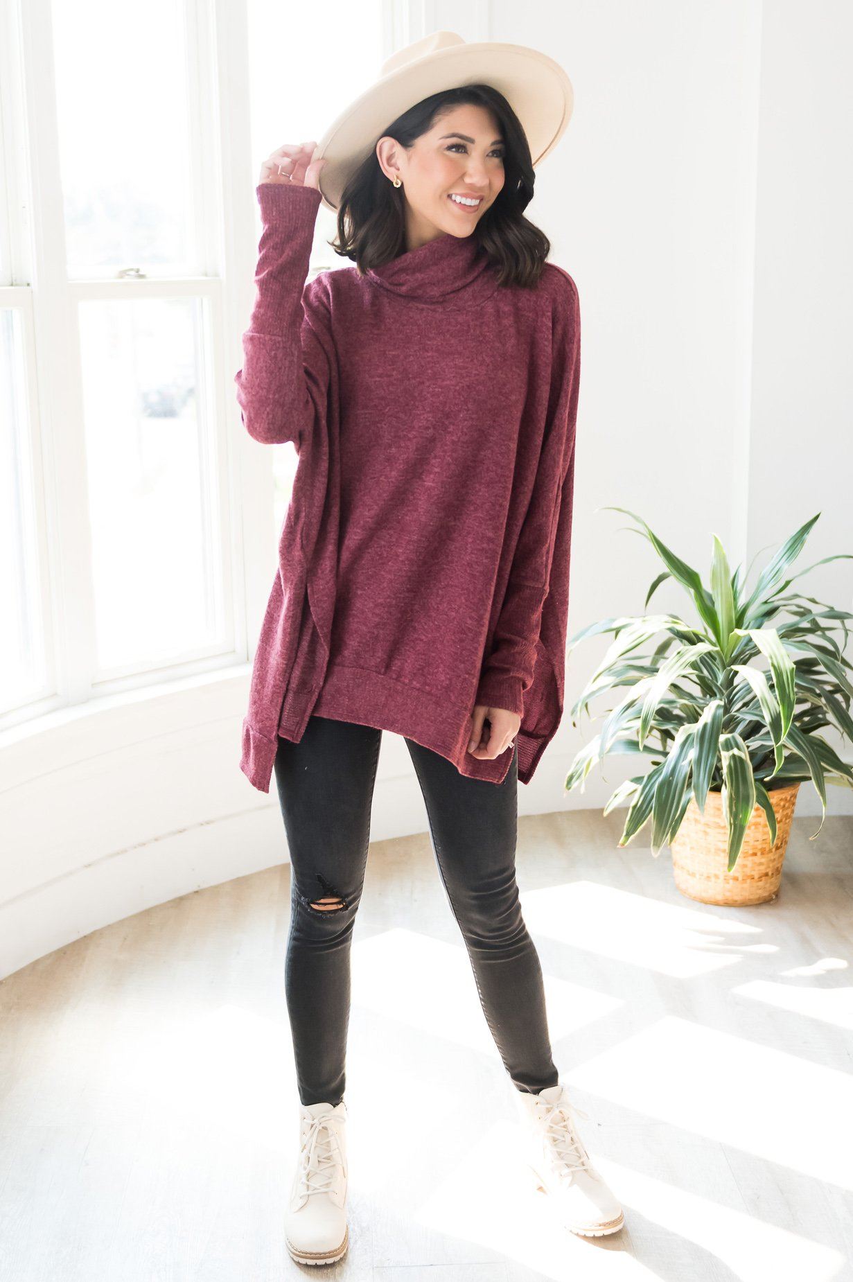 Comfy Cozy Modest Cowl-neck Sweater