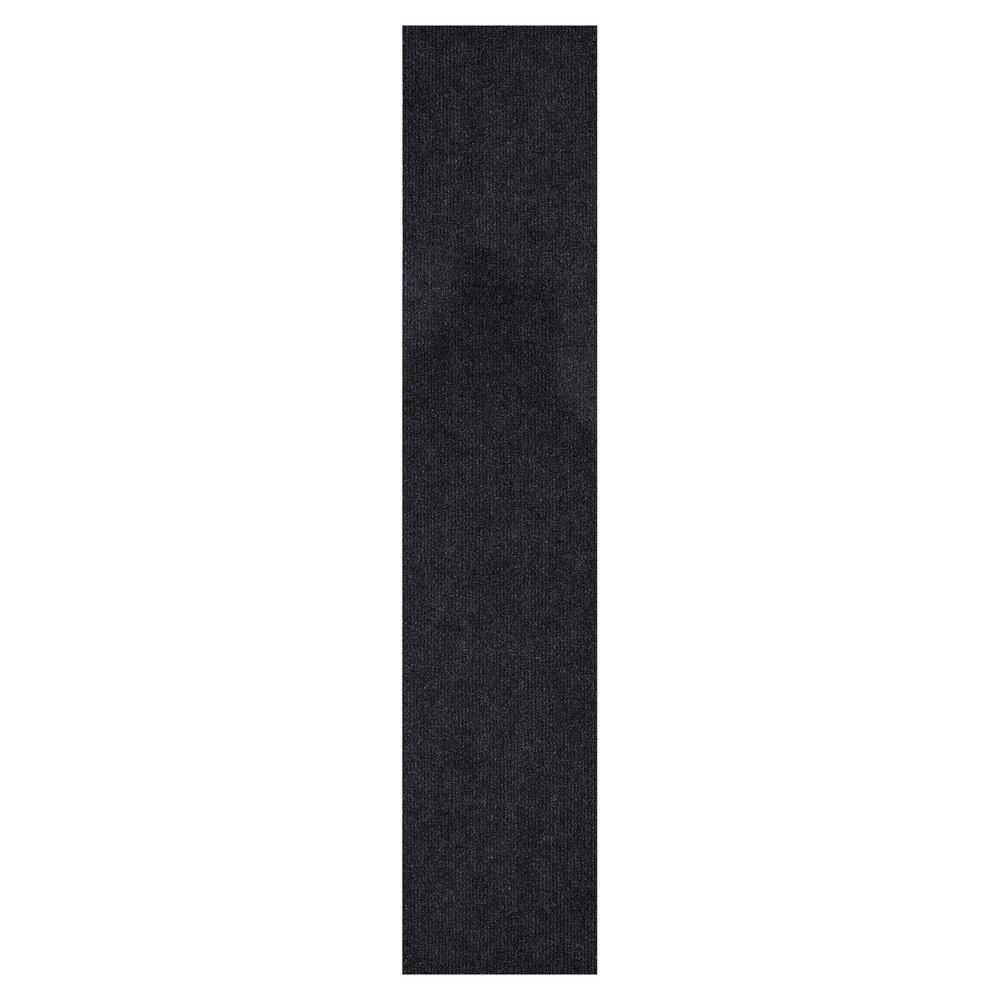 Sweet Home Stores 2 ft. W x 25 ft. L Black Ribbed Waterproof Non-Slip Rubber Back Solid Runner Rug Polypropylene Garage Flooring SH-SRT704-2X25