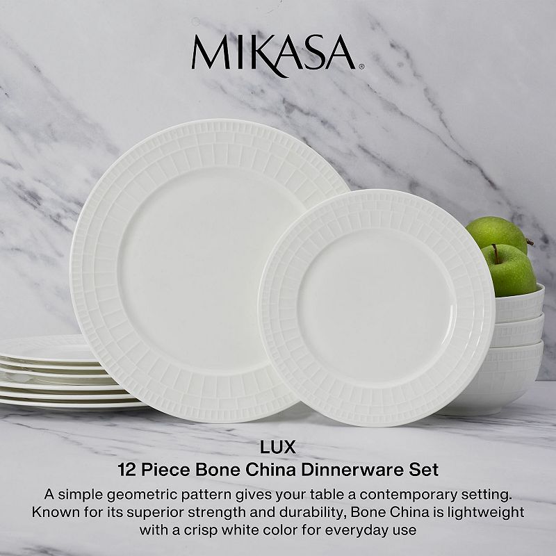 Mikasa Lux 12-Piece Bone China Dinnerware Set