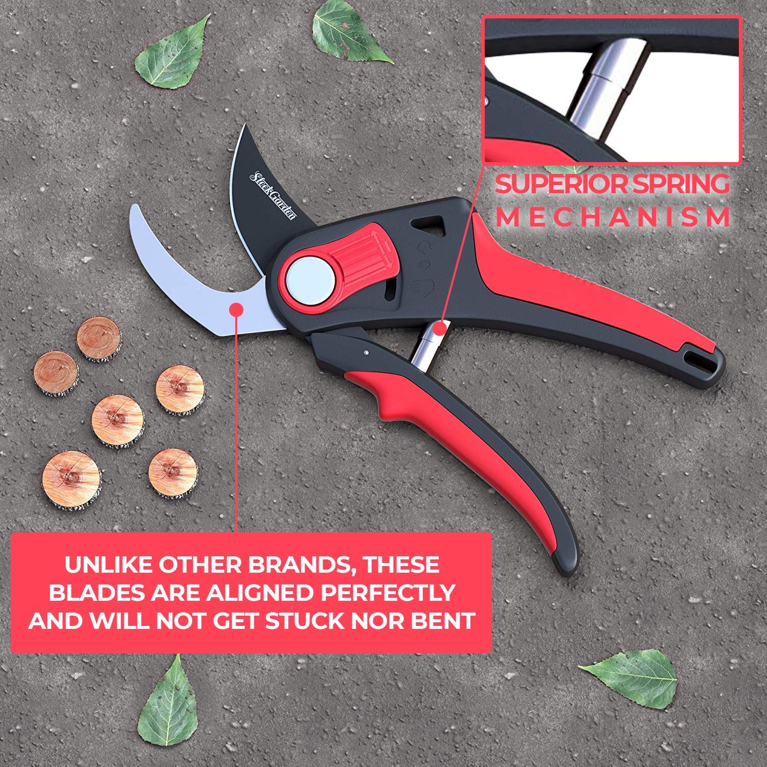 Sleek Garden Professional Sharp Bypass EZ-Cut Garden Pruning Shears -Comfort Plu