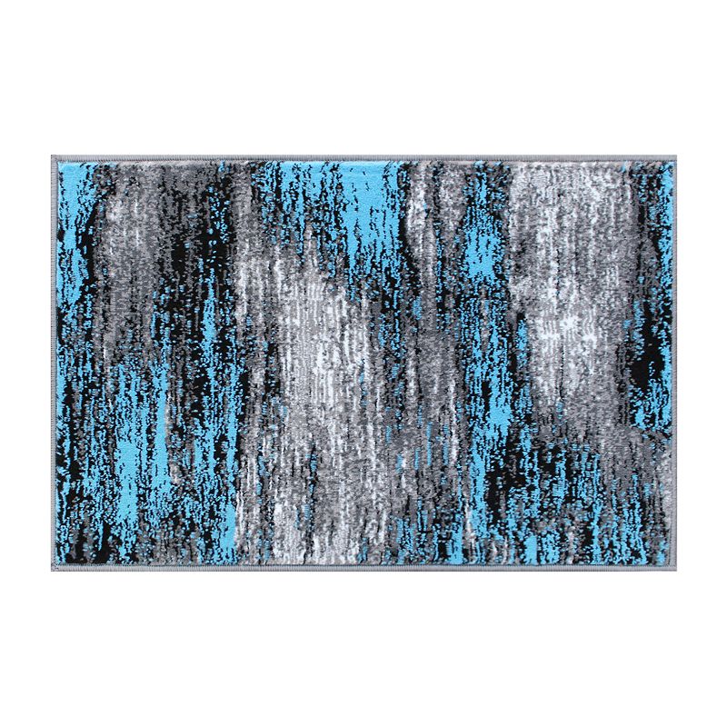 Masada Rugs Masada Rugs Trendz Collection 2'x3' Modern Contemporary Area Rug Mat in Blue， Gray and Black - Design Trz863