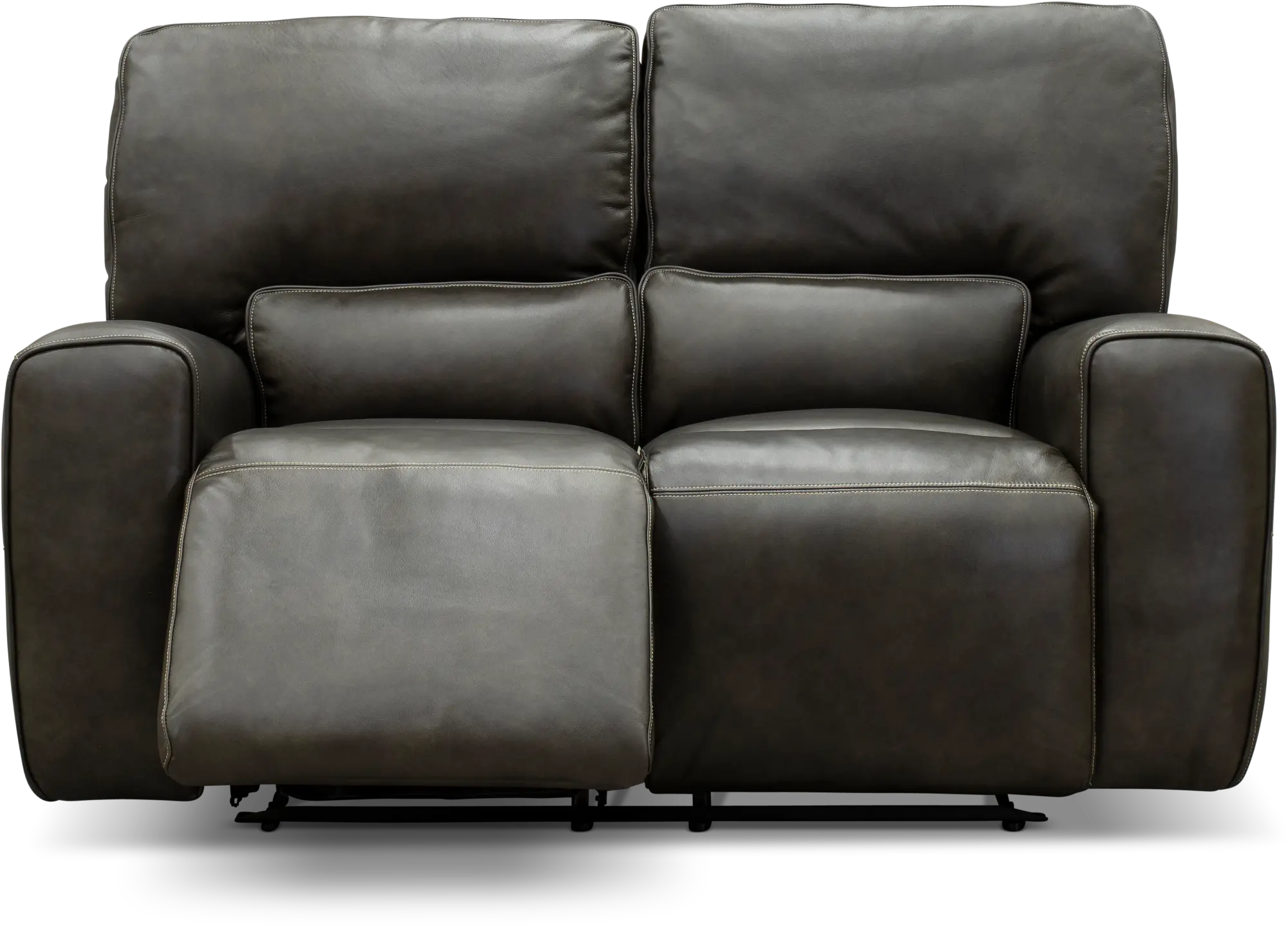 Madrid Charcoal Gray Leather-Match Power Reclining Loveseat