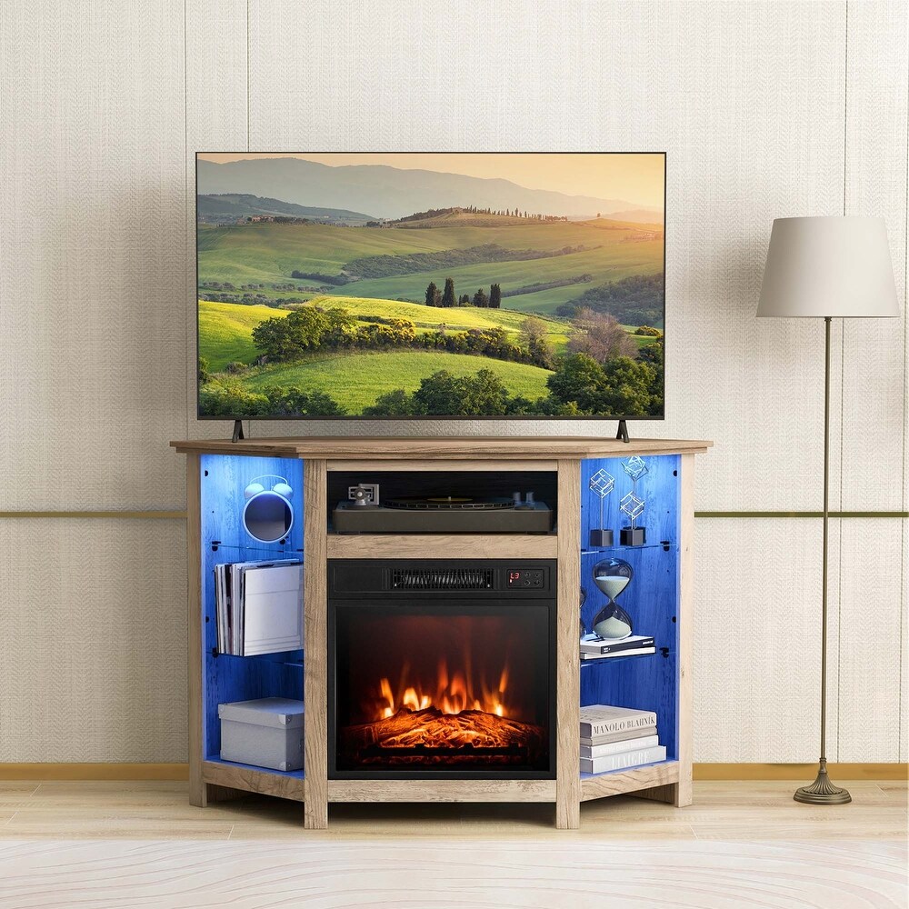 Costway Fireplace TV Stand w/ Led Lights   18\