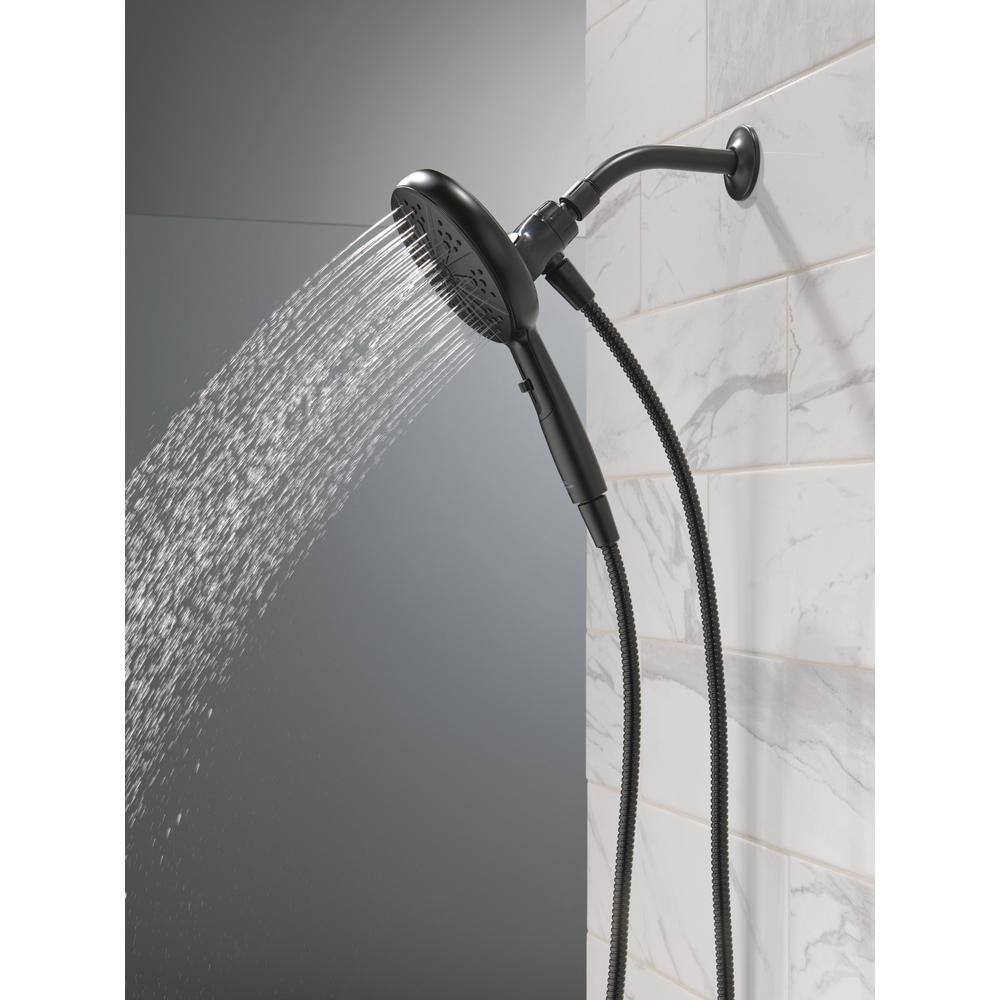 Delta 6-Spray Patterns 1.75 GPM 6.25 in. Wall Mount Handheld Shower Head with SureDock Magnetic in Matte Black 75613BL