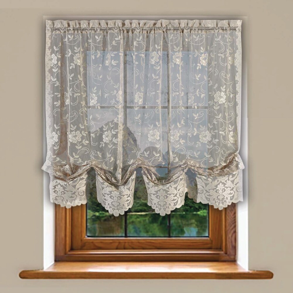 Grace Shabby Chic Floral Lace Ballon Tie Up Window Curtain