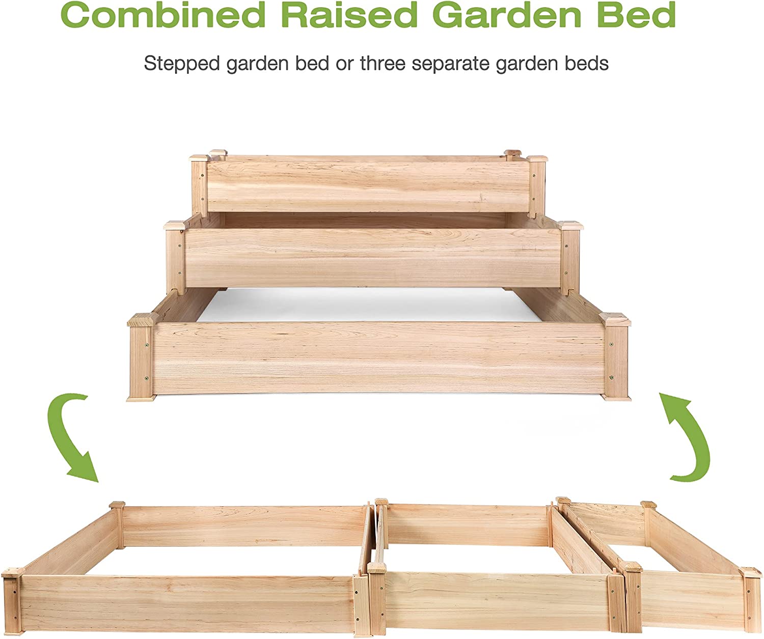 3 Tier Raised Garden Bed, Outdoor Wood Elevated Garden Bed Kit Planter Box for Growing Vegetable Flower Herb