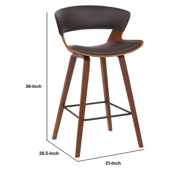 27 Inches Saddle Seat Leatherette Counter Stool， Brown