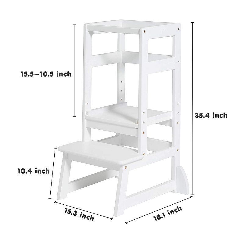 SDADI LT05W Mother's Helper Adjustable Height Kids Kitchen Step Stool， White