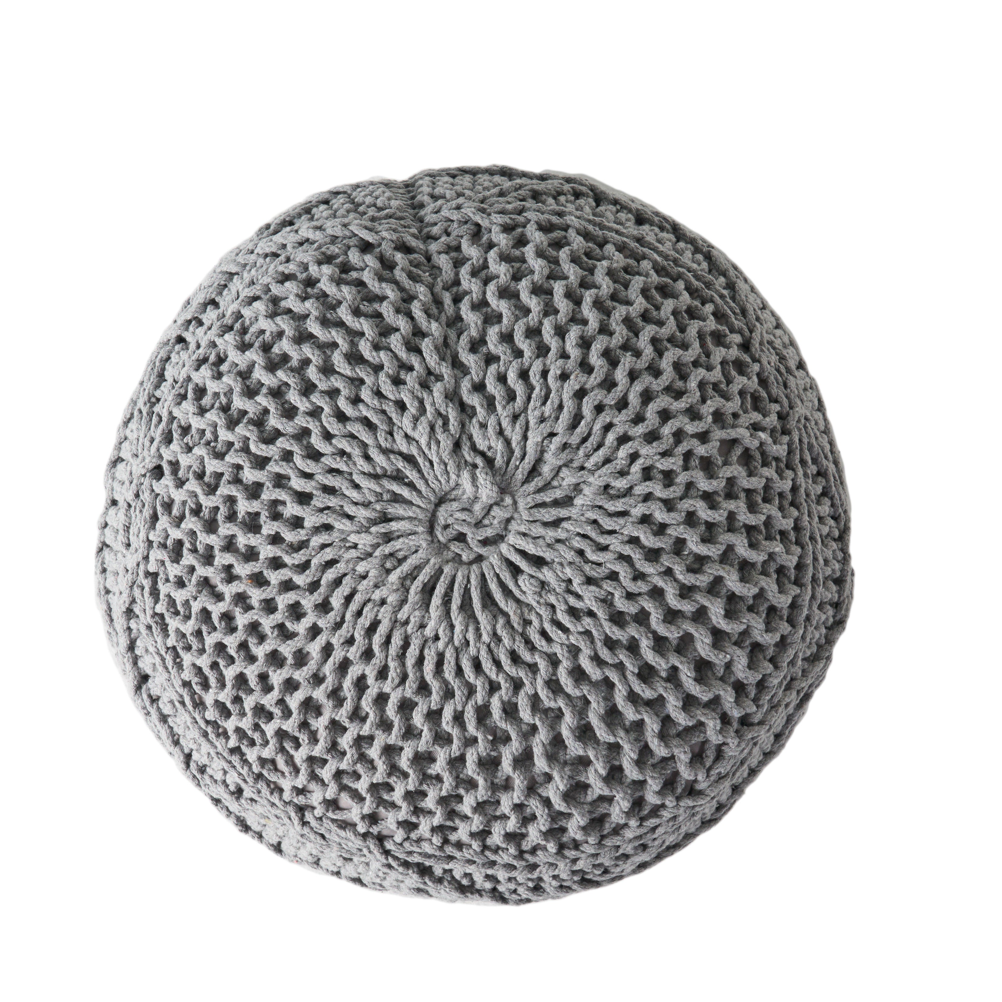 Woodbine Modern Knitted Cotton Round Pouf