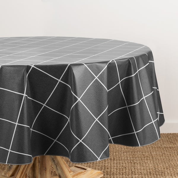 Windowpane Plaid Grid Printed Vinyl Indoor/Outdoor Tablecloth