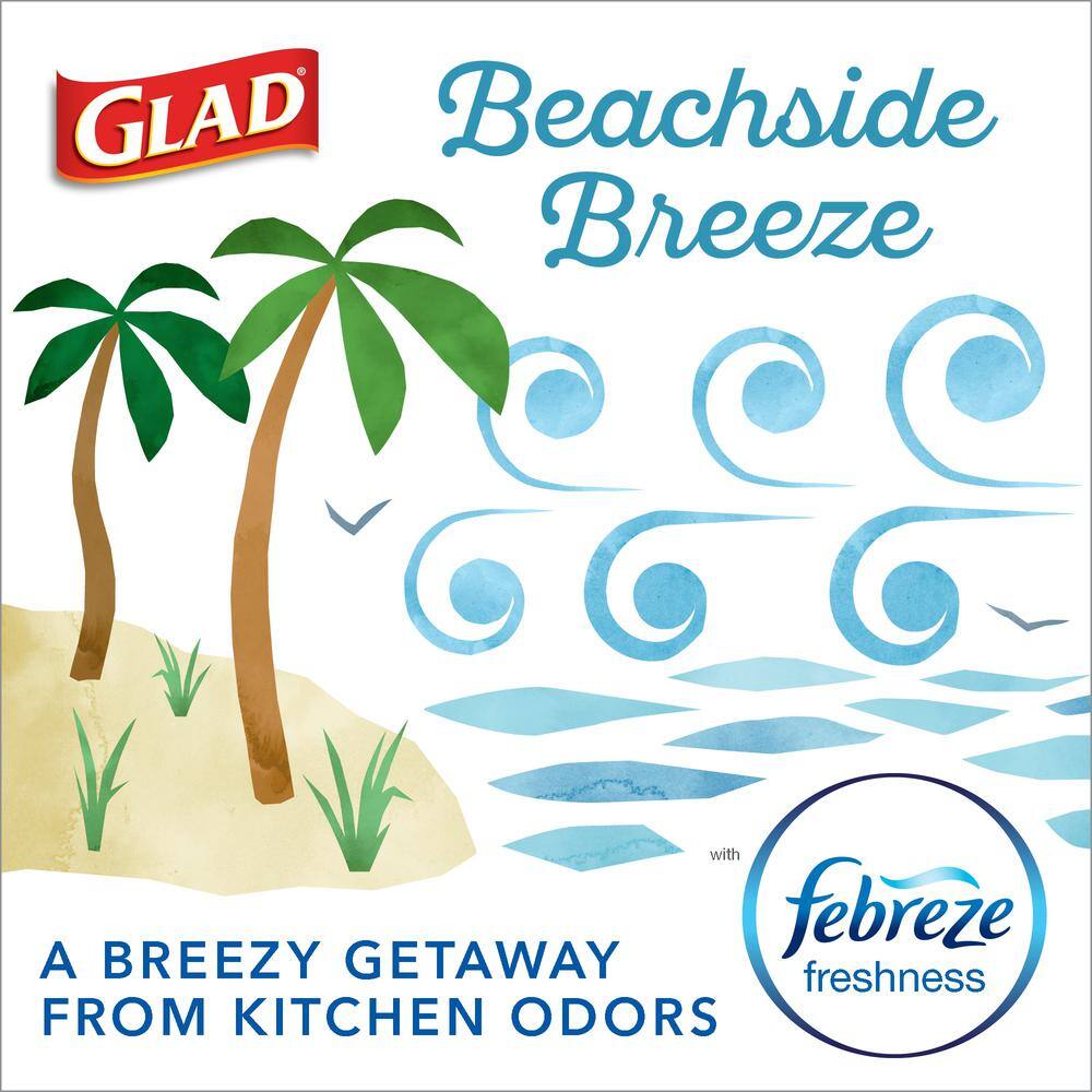 Glad 4 Gal. OdorShield Febreze Beachside Breeze Small Drawstring Trash Bags (34-Count 3-Pack) C-309619182-3