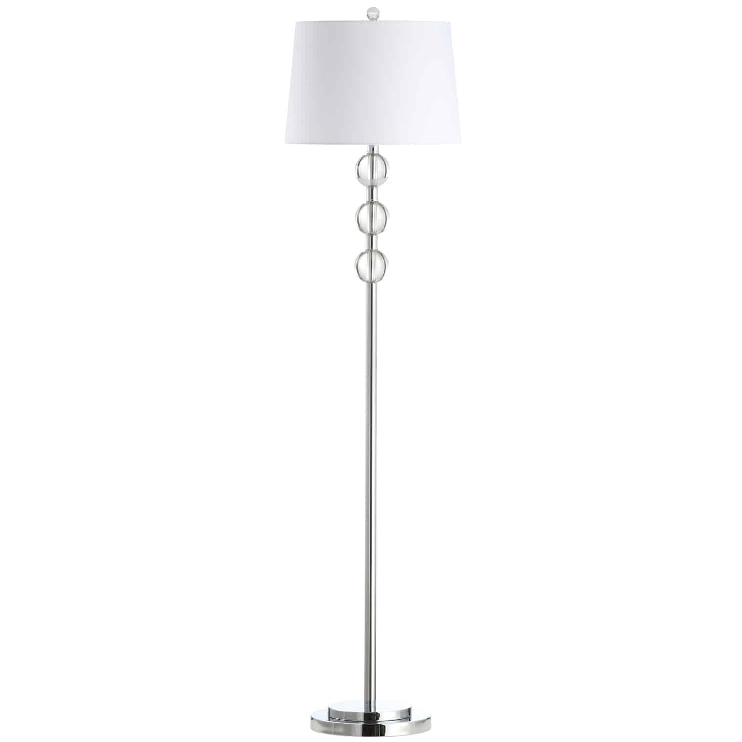 Dainolite C182F-PC 1 Light Incandescent Crystal Floor Lamp - Polished Chrome with White Shade