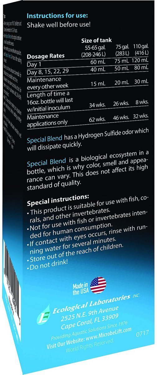 Microbe-Lift Special Blend Aquarium Cleaner， 16-oz bottle