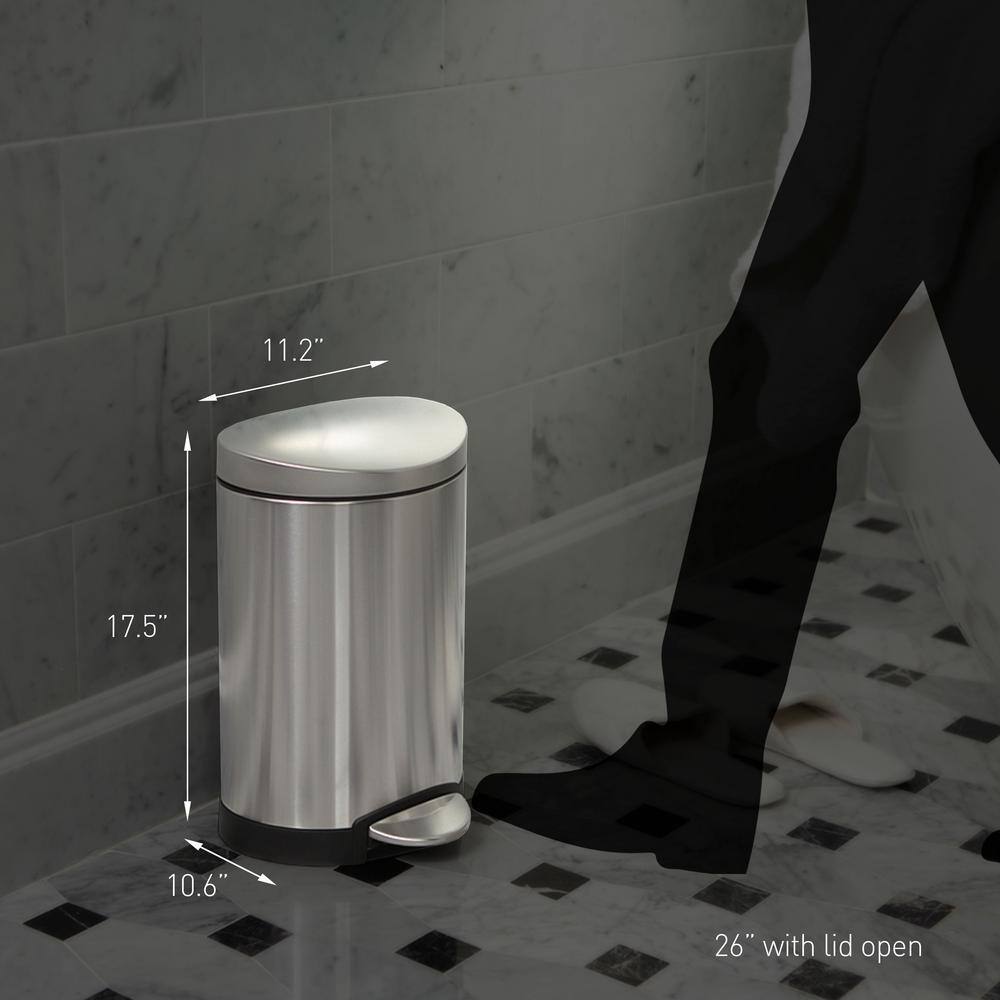 simplehuman 10-Liter Fingerprint-Proof Brushed Stainless Steel Semi-Round Step-On Trash Can CW1833