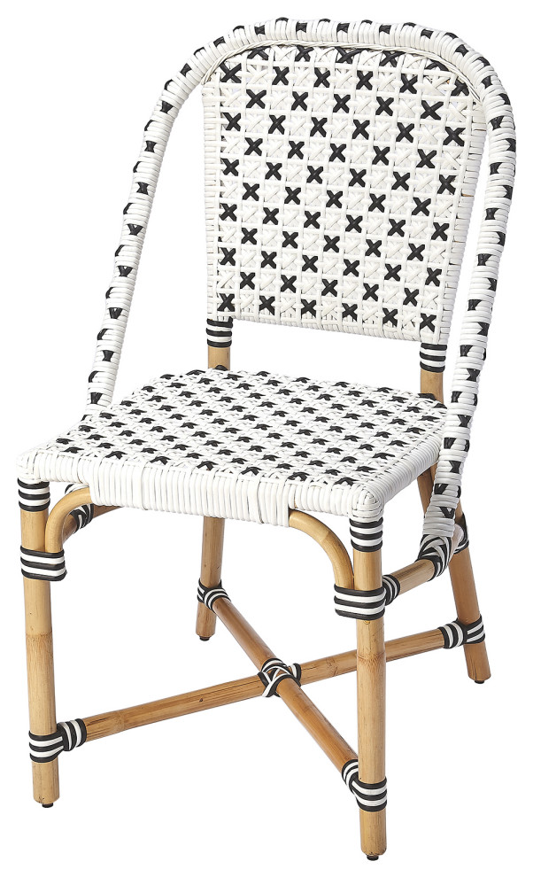 Butler Tenor White  ampBlack Rattan Dining Chair   Tropical   Dining Chairs   by Furniture East Inc.  Houzz