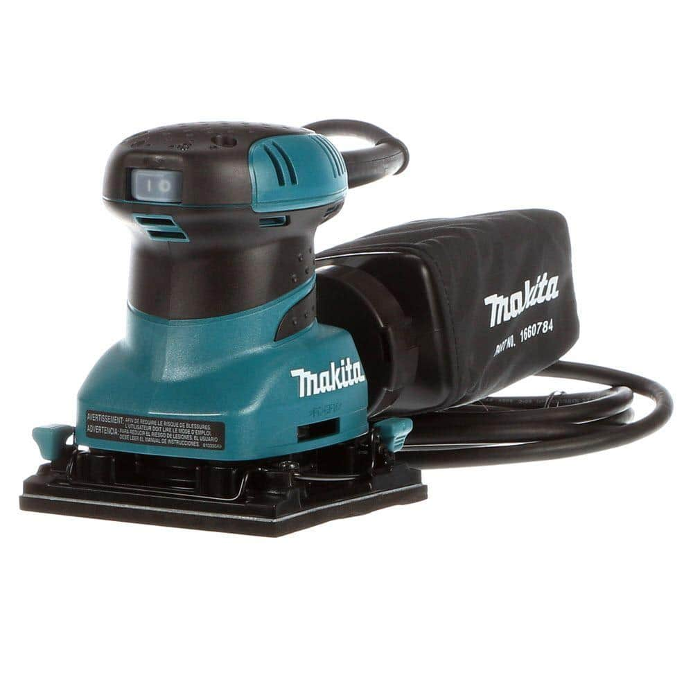 Makita 2 Amp Corded 1/4 Sheet Finishing Sander with 60G Paper, 100G Paper, 150G Paper, Dust Bag and Punch Plate BO4556