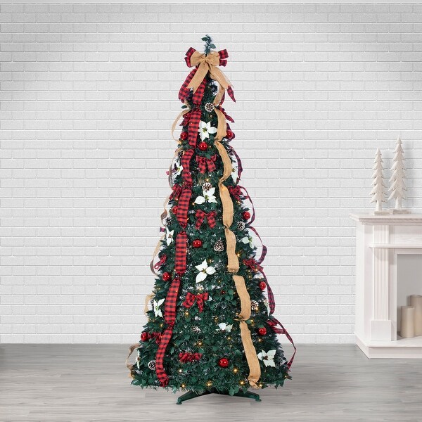 7.5 ft. Pre Lit LED Pop Up Decorative Pine Tree