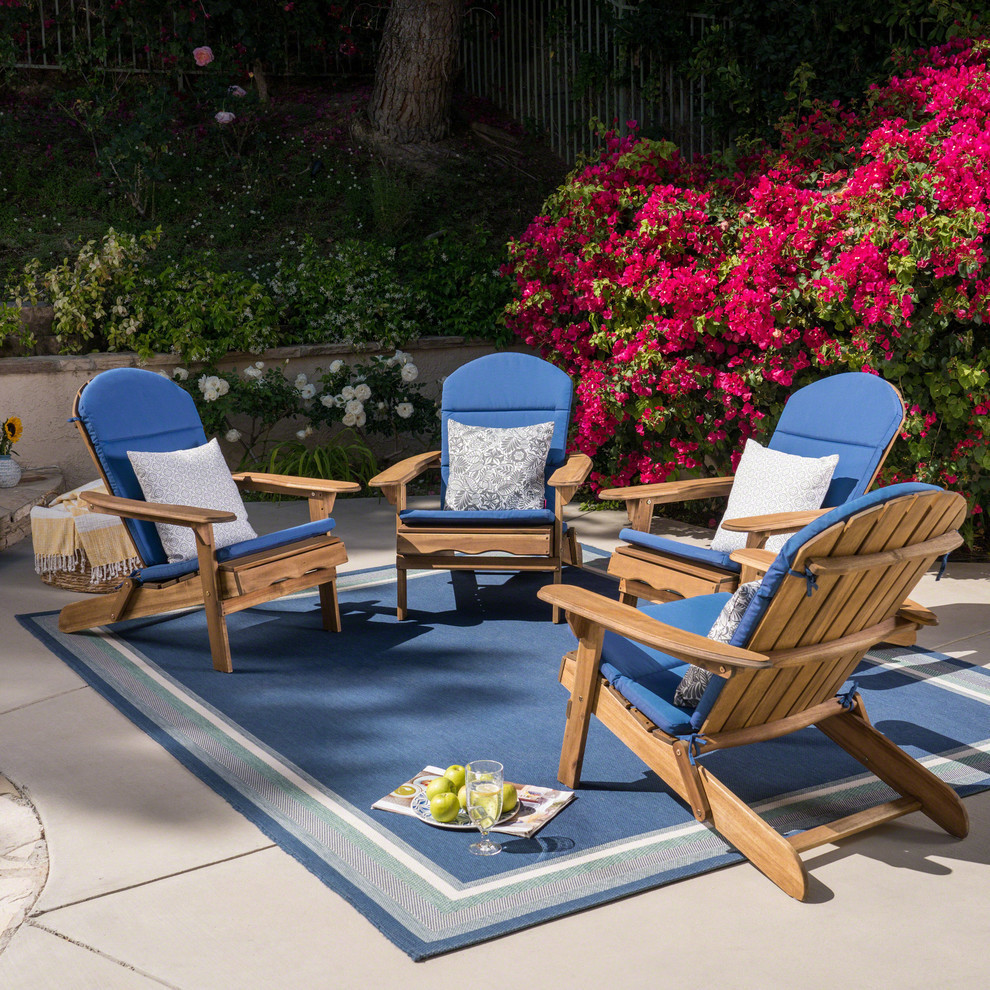 Malibu Outdoor Acacia Folding Adirondack Chairs and Cushion  Set of 4   Contemporary   Adirondack Chairs   by GDFStudio  Houzz