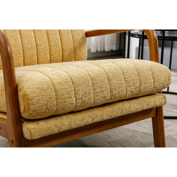 Wood Frame High Back Armchair， Modern Accent Chair Arm Chair for Living Room with Removable Cushion Fabric Lounge Chairs