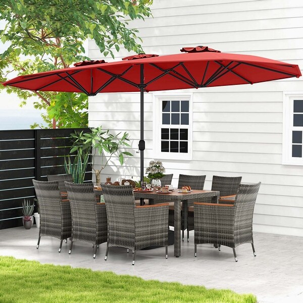 Costway 10 Pieces Patio Wicker Dining Set with DoubleSided Patio