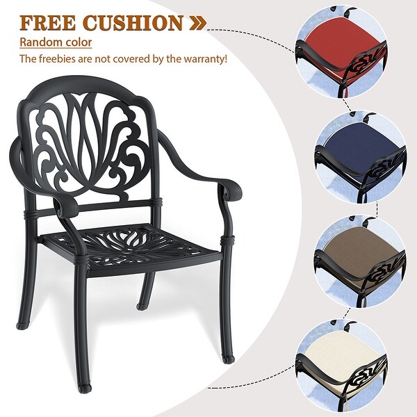 3pcs Cast Aluminum Patio Furniture Set Outdoor Bistro Set w/Cushions and Umbrella Hole - Overstock - 38000803