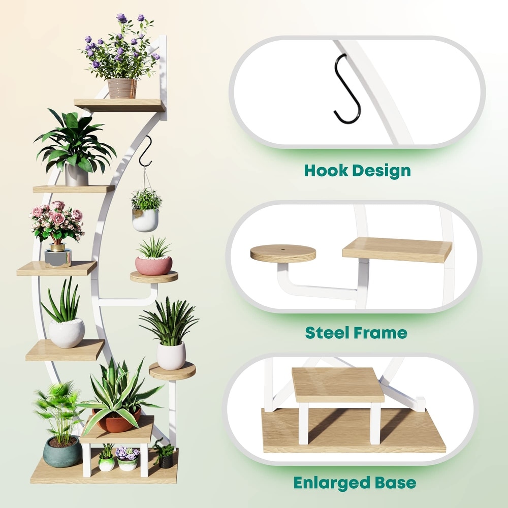 EROMMY Metal Plant Stand for Indoor Plants Multiple  Plant Shelf for Planter Display  Half Moon Plant Stand for Balcony