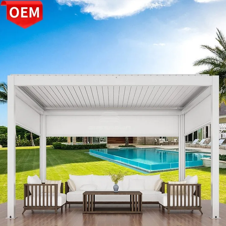 Factory Supplying Modern Motorized Operable Louver Roof Outdoor Adjustable Pergola