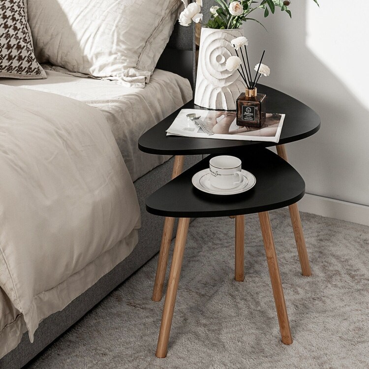 tradecheetllc 2 Pieces Modern Nesting Coffee Side Table Set