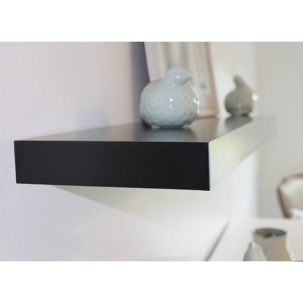 Decorative Floating Shelf Wall Mounted Hidden Brackets Black Inplace