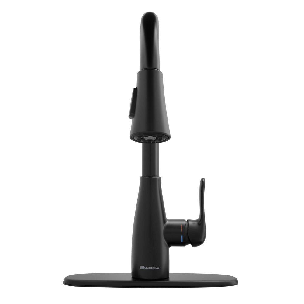 Glacier Bay McKenna Single-Handle Pull-Down Sprayer Kitchen Faucet in Matte Black with TurboSpray and FastMount HD67726W-1210H