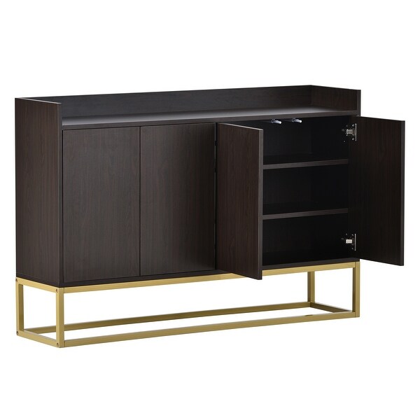 4 Door Contemporary Wood and Metal Console Sideboard Buffet