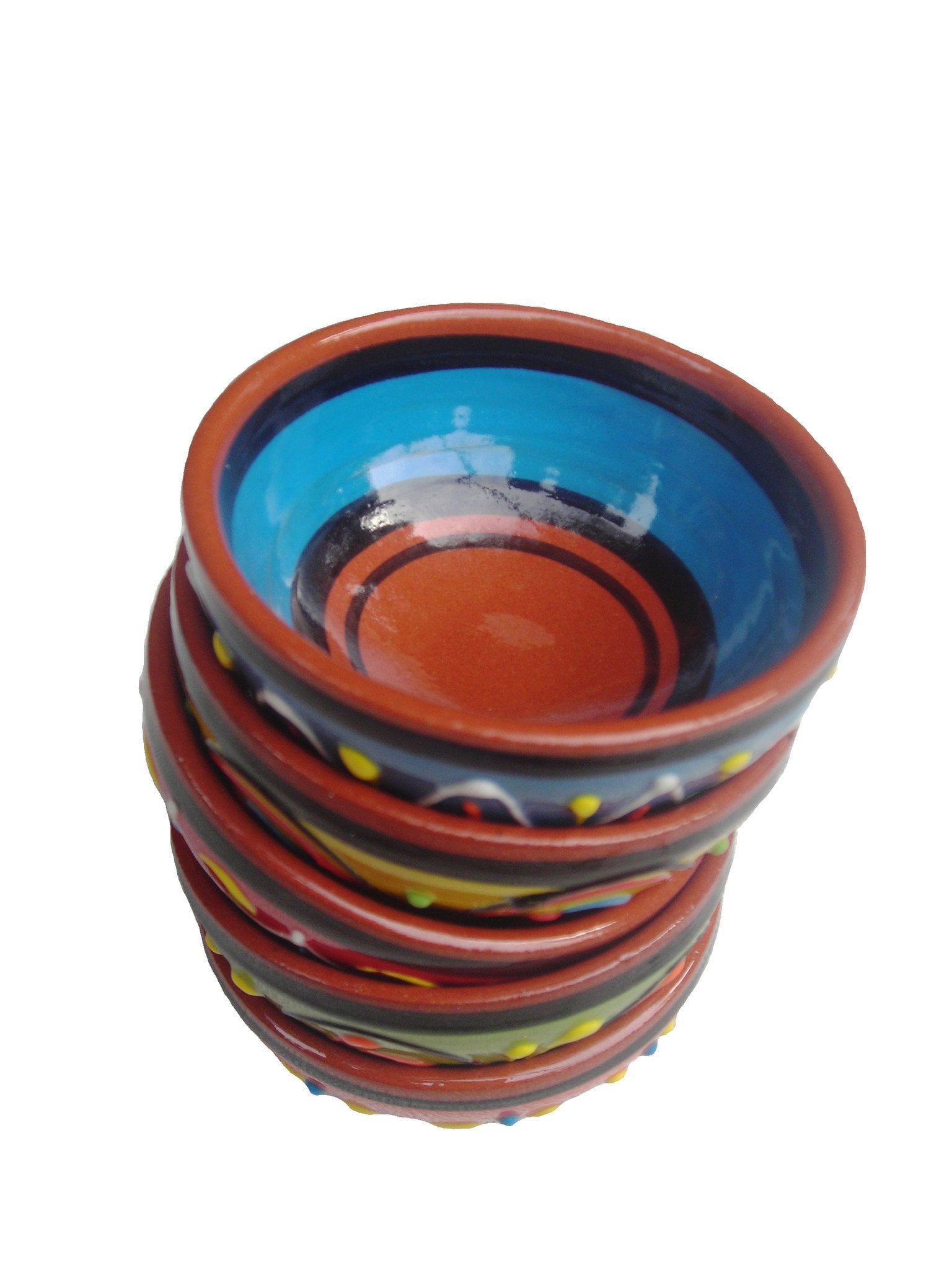 Cactus Canyon Ceramics Spanish Terracotta 5-Piece Super Small Mini-Bowl (Pinch Bowls) Set， Multicolor