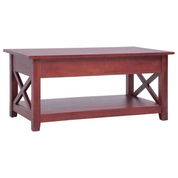 Solid Mahogany Wood Coffee Table with 2 Drawers 39.4