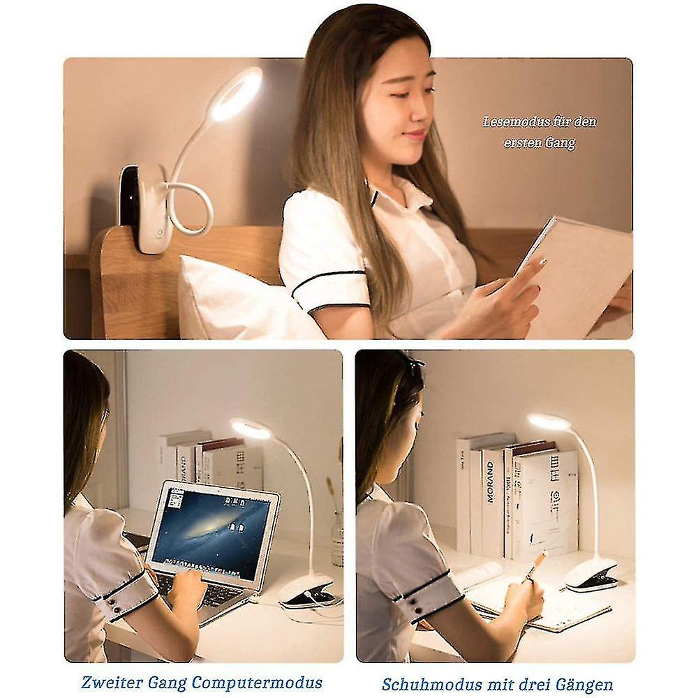 Clip On Reading Light， 3 Colour * 3 Brightness With Flexible Neck，touch Control