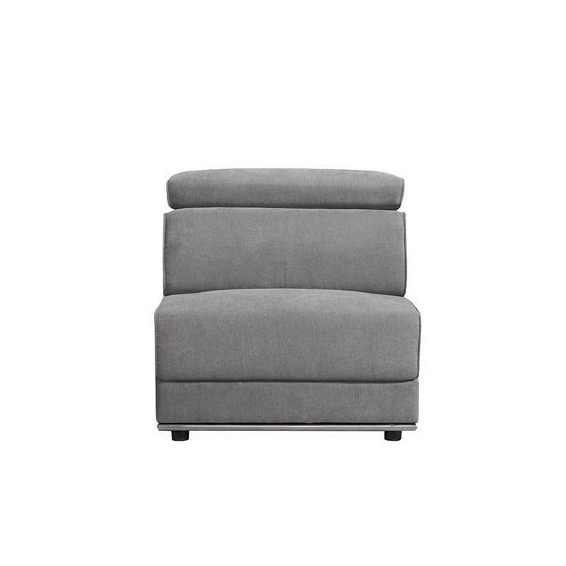 Fabric Upholstered Modular Armless Chair， Dark Gray