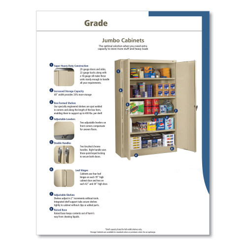 Tennsco Assembled Jumbo Steel Storage Cabinet， 48w x 18d x 78h， Black (J1878SUBK)