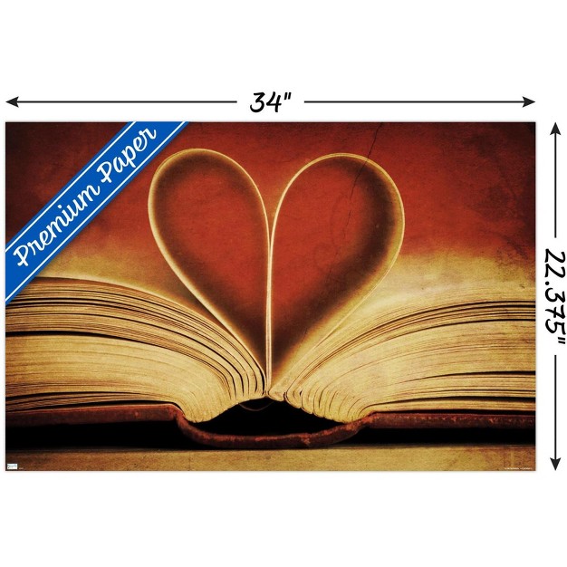 Trends International Tom Quartermaine Book Pages In Heart Shape Unframed Wall Poster Prints