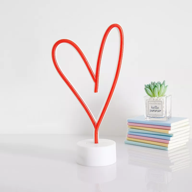 Idea Nuova Decorative Heart Neon Lamp Table Decor