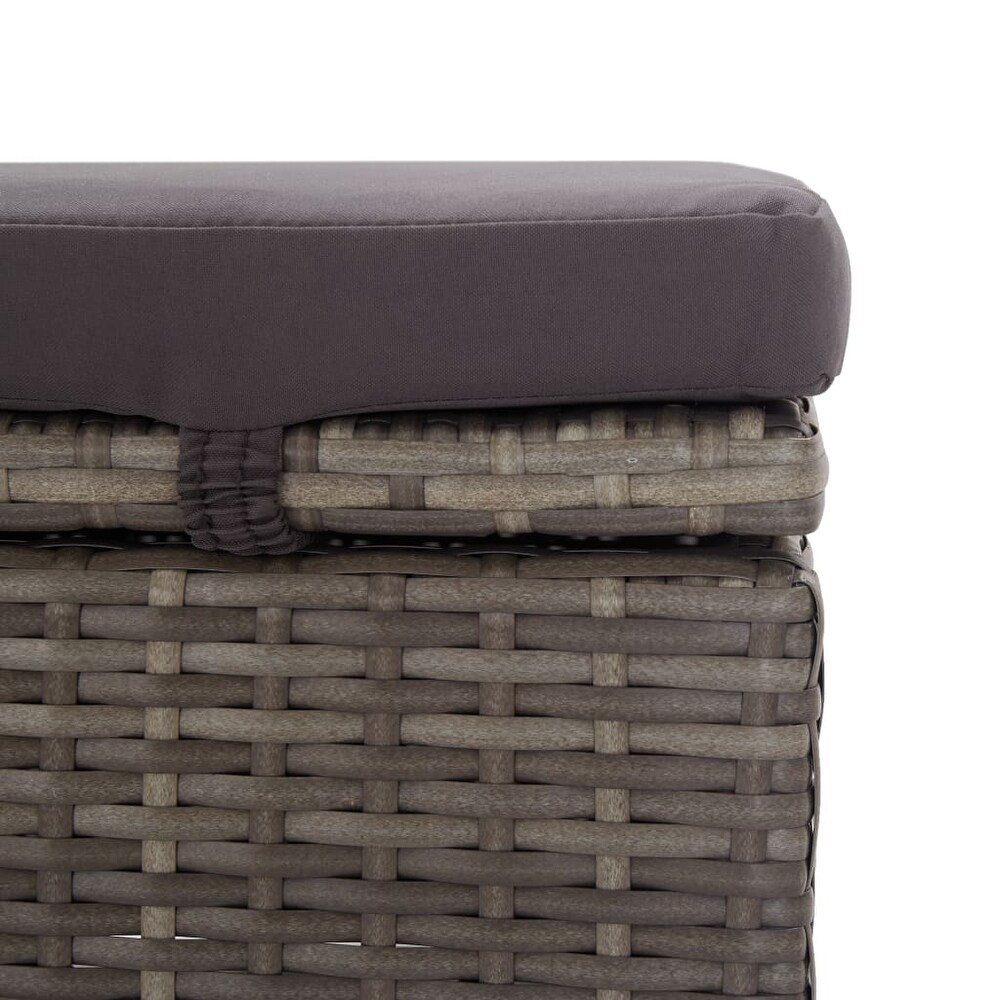 vidaXL Sun Lounger with Canopy and Cushion Poly Rattan Gray