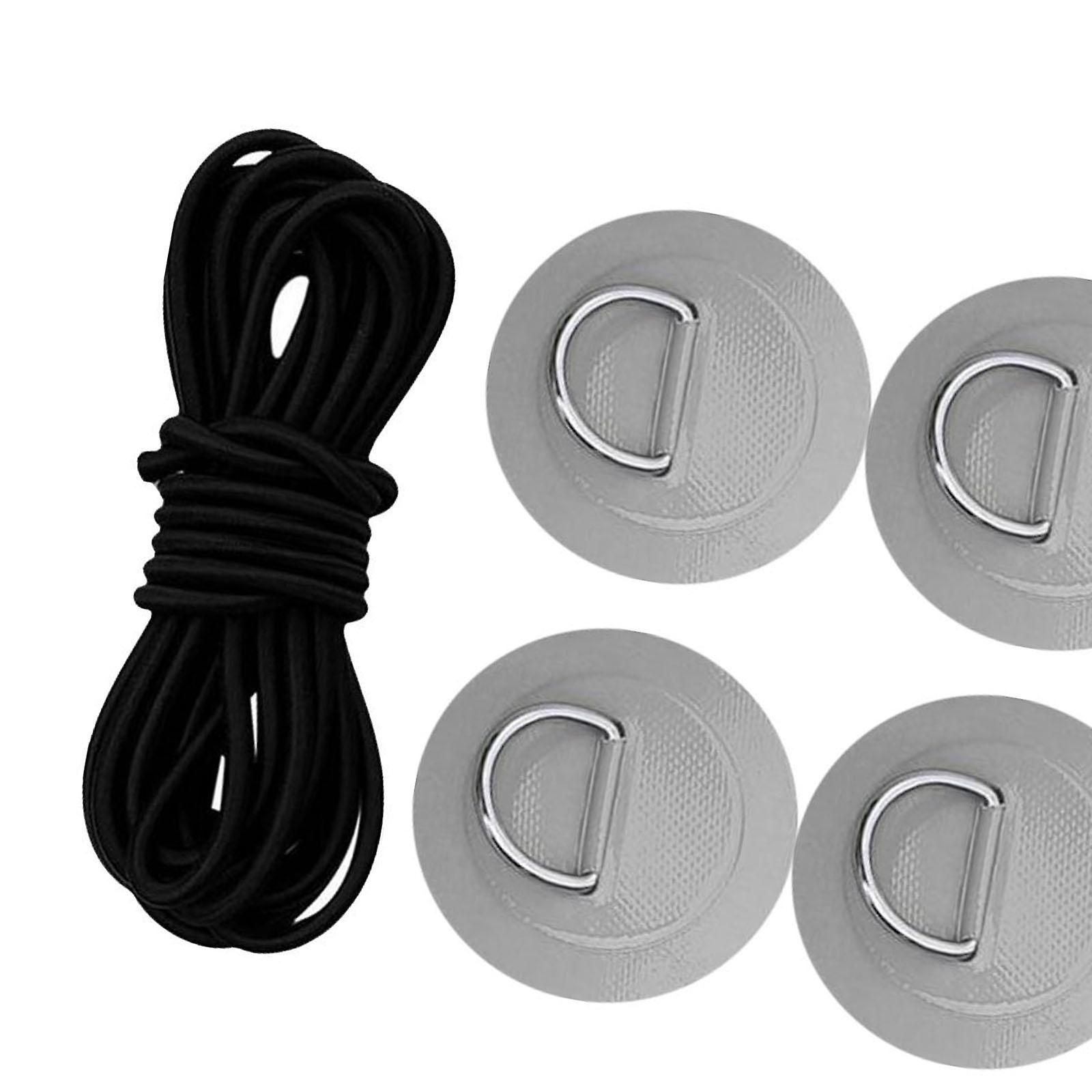 6 Pieces D Rings Pvc Patch Deck Rigging Kit For Inflatable Boat Kayak Dinghy Gray