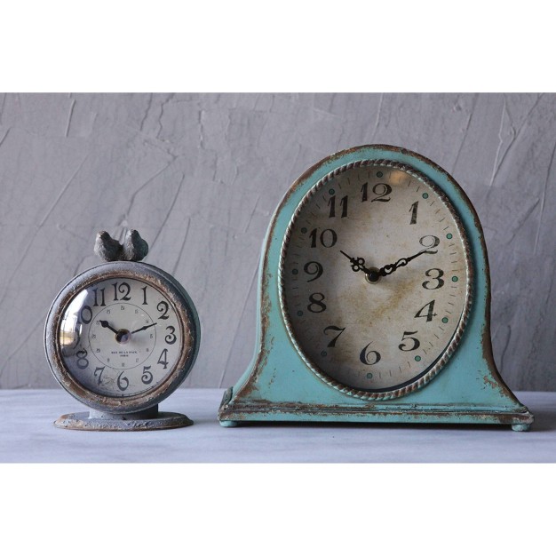 X 8 5 quot Metal Mantel Clock Aqua Storied Home