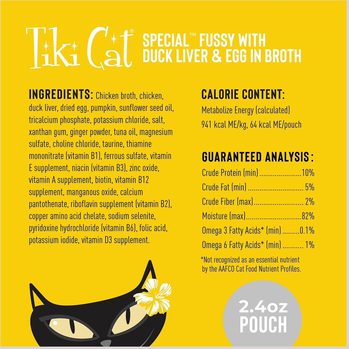 Tiki Cat Special Function Formula Fussy Duck Liver and Egg in Broth Wet Cat Food， 2.4-oz， case of 12