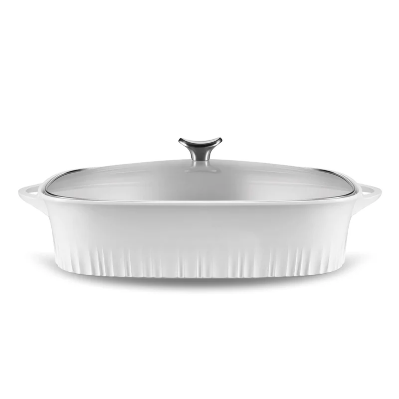 CorningWare 1143458 Non-Stick 5.7 Quart QuickHeat Roaster with Lid， French White